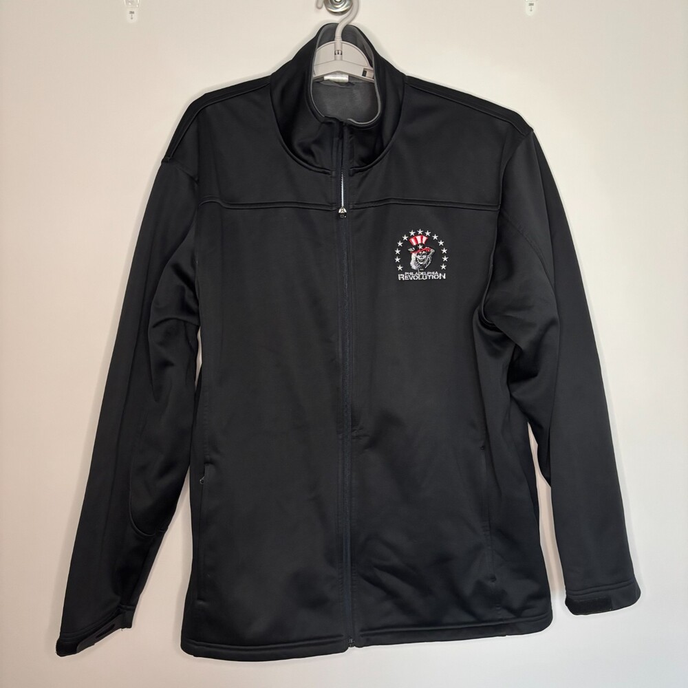 PHILADELPHIA REVOLUTION Full Zip Fleece Lined Jacket Mens XL Black Red THF - Picture 5 of 10